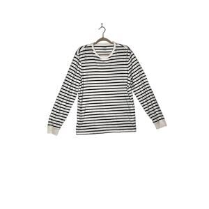 J.Crew womens size L top black/cream stripe nautical long sleeve office basics